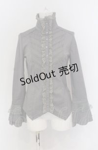 Ozz On / 斜めタックスタンドネックブラウス  グレー O-25-04-20-039-OO-BL-IG-OS