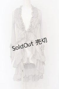 Ozz oneste / プリーツフリルワッシャーロングボレロ  グレー O-25-04-20-041-OO-TO-IG-OS