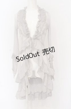 画像1: Ozz oneste / プリーツフリルワッシャーロングボレロ  グレー O-25-04-20-041-OO-TO-IG-OS