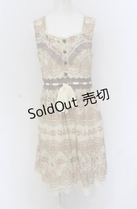 axes femme / 花×レース柄ワンピース M アイボリー O-25-04-20-044-AX-OP-IG-OS