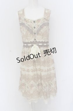 画像1: axes femme / 花×レース柄ワンピース M アイボリー O-25-04-20-044-AX-OP-IG-OS