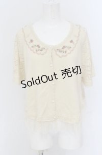 axes femme / フラワーニット刺繍ケープ風カーディガン M アイボリー O-25-04-20-045-AX-TO-IG-OS