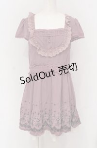 axes femme / 裾刺繍ワンピース M ピンク×アイボリー O-25-04-20-046-AX-OP-IG-OS