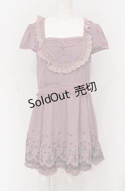 画像1: axes femme / 裾刺繍ワンピース M ピンク×アイボリー O-25-04-20-046-AX-OP-IG-OS