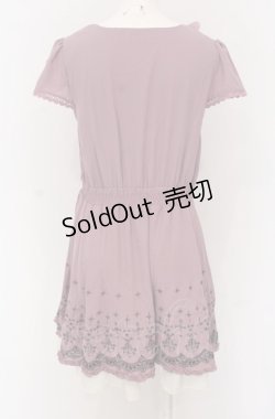画像2: axes femme / 裾刺繍ワンピース M ピンク×アイボリー O-25-04-20-046-AX-OP-IG-OS