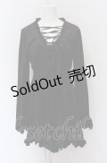 PEACE NOW / フロントレースアップベルベットワンピース M ブラック O-25-04-20-006-PU-OP-IG-OS