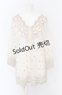 axes femme / カラー刺繍レーシーブラウス M アイボリー O-25-04-20-049-AX-BL-IG-OS