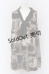 axes femme / パッチワーク柄ボウタイチュニ M ブラウン O-25-04-20-050-AX-OP-IG-OS