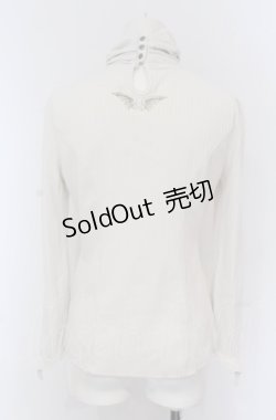 画像2: OZZ ANGELO / レース配色バックウィングプリントテレコカットソー  アイボリー O-25-04-20-052-OO-TO-IG-OS