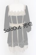 axes femme / レース&ベロアチュニック  クロ×ベージュ O-25-04-20-054-AX-TO-IG-OS