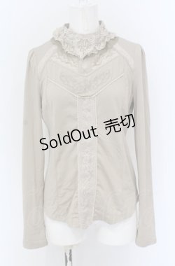 画像1: Ozz Croce / モチーフレーススタンドネックカットソー  ベージュ O-25-04-20-055-OO-TO-IG-ZI