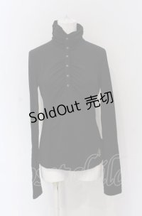 Ozz oneste / ギャザーハイネックカットソー  ブラック O-25-04-20-007-OO-TO-IG-OS