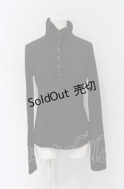 画像1: Ozz oneste / ギャザーハイネックカットソー  ブラック O-25-04-20-007-OO-TO-IG-OS