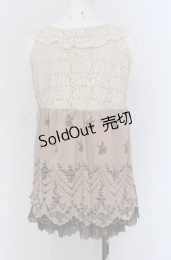画像2: axes femme / レース切り替えアウタータンク M ピンクベージュ O-25-04-20-062-AX-TO-IG-OS