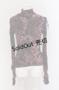 Ozz On / ショルダーレースアップフロッキーカットソー  パープル O-25-04-20-013-OO-TO-IG-OS