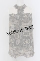 axes femme / アンティークプリントレース切り替えチュニック  アイボリー×ブラウン O-25-04-20-019-AX-TO-IG-OS
