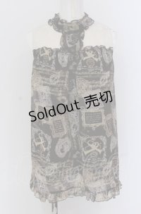 axes femme / アンティークプリントレース切り替えチュニック  アイボリー×ブラウン O-25-04-20-019-AX-TO-IG-OS