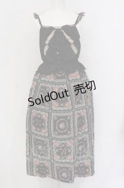 画像1: axes femme / ビッグリボン小花柄ロングワンピース  クロ O-25-04-20-025-AX-OP-IG-OS