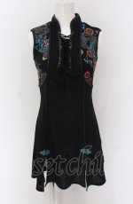 画像1: Ozz On / チャイナボタンノースリーブワンピース  ブラック O-25-04-20-029-OO-OP-IG-ZI (1)