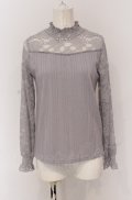 axes femme / レース切り替えテレコカットソー M グレー O-25-04-20-032-AX-TO-IG-OS