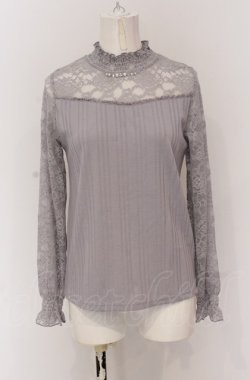 画像1: axes femme / レース切り替えテレコカットソー M グレー O-25-04-20-032-AX-TO-IG-OS