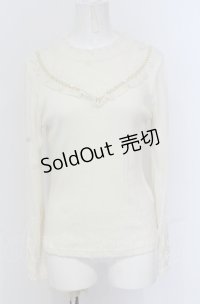axes femme / 袖モチーフプルオーバー M アイボリー O-25-04-20-033-AX-TO-IG-OS
