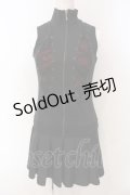 Qutie Frash / 蜘蛛の巣レースアップノースリーブワンピース  ブラック×レッド O-25-04-21-032-QU-OP-IG-OS