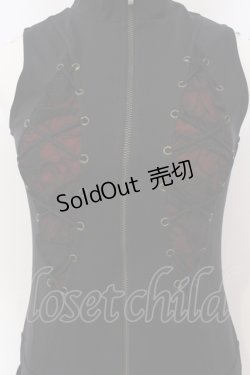 画像2: Qutie Frash / 蜘蛛の巣レースアップノースリーブワンピース  ブラック×レッド O-25-04-21-032-QU-OP-IG-OS