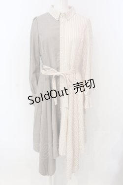 画像1: axes femme / バイカラー長袖ワンピ  ベージュ O-25-04-21-033-AX-OP-IG-OS
