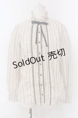axes femme / ストライプフリルブラウス L アイボリー O-25-04-21-034-AX-BL-IG-OS