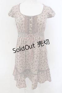 axes femme / 小花柄ベロアワンピース M ピンクベージュ O-25-04-21-035-AX-OP-IG-OS