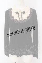 axes femme / ハートレースブロッキングプルオーバー M クロ×生成り O-25-04-21-037-AX-TO-IG-OS