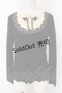 axes femme / ハートレースブロッキングプルオーバー M クロ×生成り O-25-04-21-037-AX-TO-IG-OS