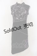Ozz On / ジップ配色ネット切り替えチャイナワンピース  ブラック×パープル O-25-04-21-038-OO-OP-IG-OS