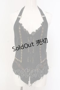 Rozen Kavalier / ペイズリーホルターベスト  ブラック O-25-04-21-041-OO-TO-IG-OS