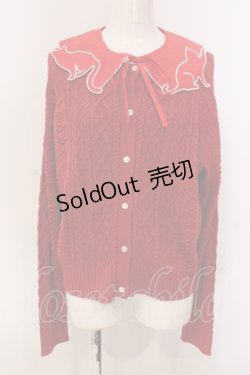 画像1: alcali / キャットカラーアランニットカーディガン  アカ O-25-04-21-045-LO-TO-IG-ZI