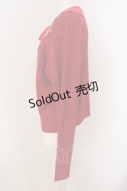 画像2: alcali / キャットカラーアランニットカーディガン  アカ O-25-04-21-045-LO-TO-IG-ZI