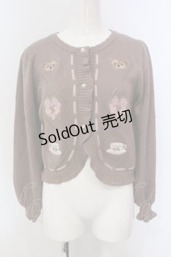 画像1: axes femme kawaii / Rosy Bearニットカーデ  ブラウン O-25-04-21-046-AX-TO-IG-OS
