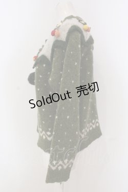 画像3: PINK HOUSE / チェリーモチーフ使いヨークニットカーディガン  グリーン O-25-04-21-047-LO-TO-IG-ZT337