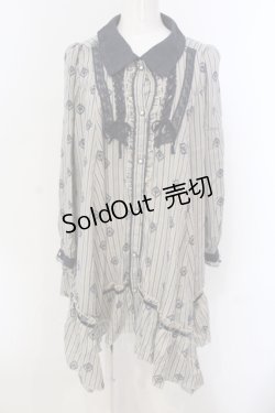 画像1: axes femme / フリルヘムシャツチュニック  ベージュ×ネイビー O-25-04-21-049-AX-OP-IG-OS