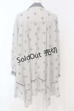 画像3: axes femme / フリルヘムシャツチュニック  ベージュ×ネイビー O-25-04-21-049-AX-OP-IG-OS