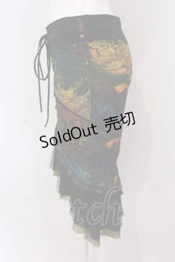 画像2: Ozz Croce / フィッシュテール総柄オーバースカート  グリーン系×ブラック O-25-04-21-053-OO-SK-IG-OS