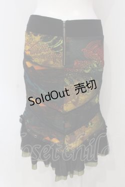 画像3: Ozz Croce / フィッシュテール総柄オーバースカート  グリーン系×ブラック O-25-04-21-053-OO-SK-IG-OS