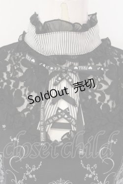画像2: FRILL / トランププリントオリジナルリボンレースアップTシャツ  ブラック O-25-04-21-054-HN-TO-IG-OS