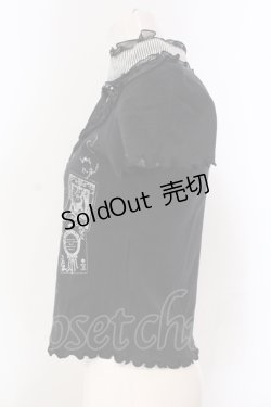 画像4: FRILL / トランププリントオリジナルリボンレースアップTシャツ  ブラック O-25-04-21-054-HN-TO-IG-OS