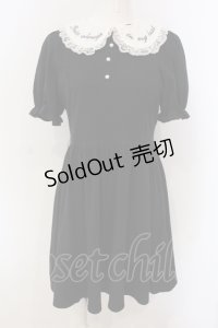 Ank Rouge / 襟刺繍カットワンピース  クロ×シロ O-25-04-21-056-CA-OP-IG-OS