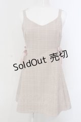evelyn / サイドリボンチェック柄ジャンスカ  ピンク￥ O-25-04-21-057-LO-OP-IG-OS