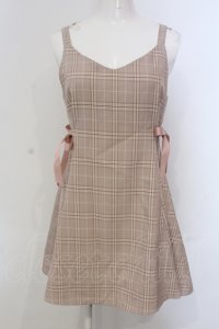 evelyn / サイドリボンチェック柄ジャンスカ  ピンク￥ O-25-04-21-057-LO-OP-IG-OS