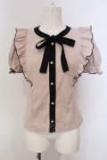 Ank Rouge / リボンタイ配色リブトップス  ピンク×クロ O-25-04-21-060-CA-TO-IG-OS