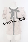 Ank Rouge / リボンタイ配色リブトップス  ピンク×クロ O-25-04-21-060-CA-TO-IG-OS
